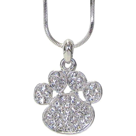 Brand New Chain Necklace with Crystal Paw Print Pendant - Picture 1 of 1